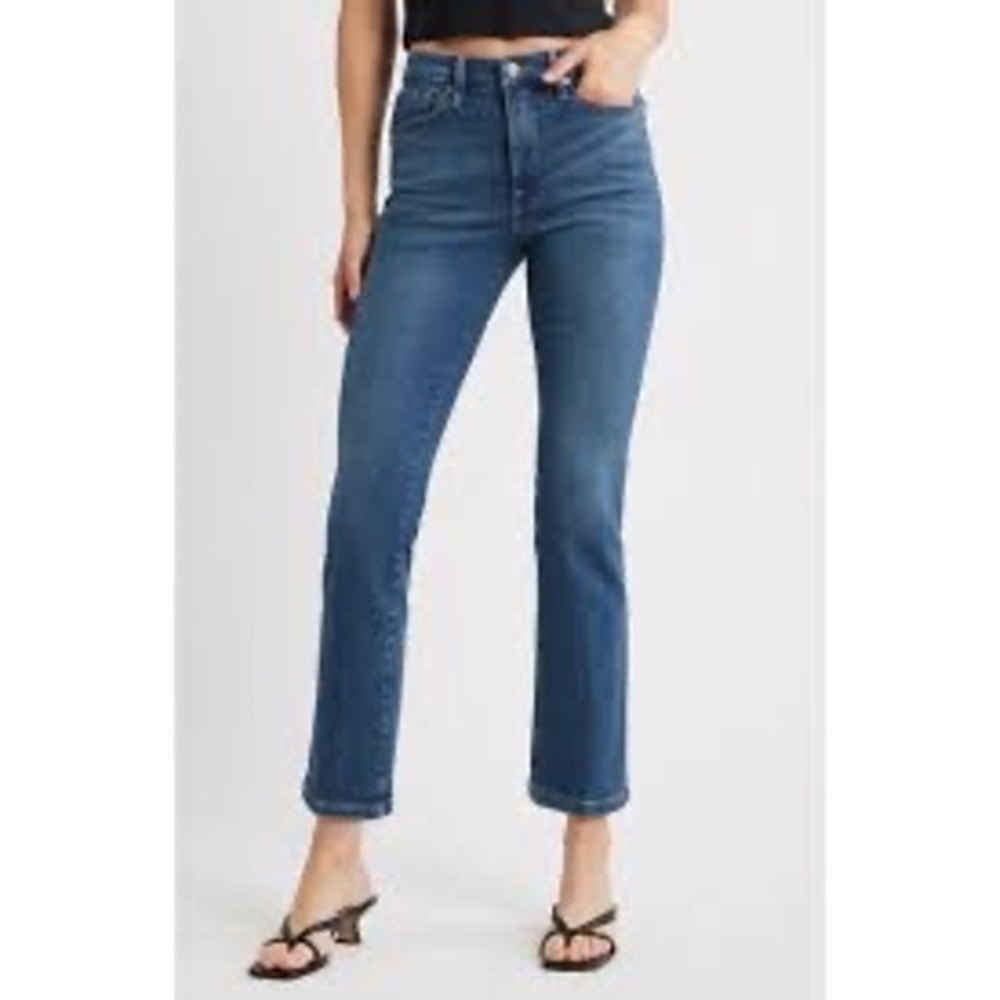 Good American Good Legs Straight Jeans Blue Mid Rise Long Size 6 28
